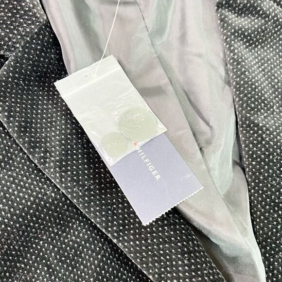 Tommy Hilfiger Jacket Blazer Womens 14 Black Velvet Single Button Black NEW - Picture 4 of 13